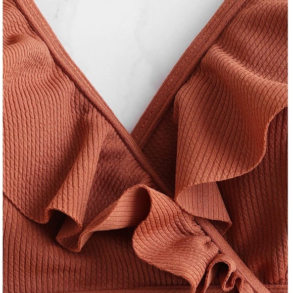 Ribbed Bikini Set - Brown - Picture 2 of 6